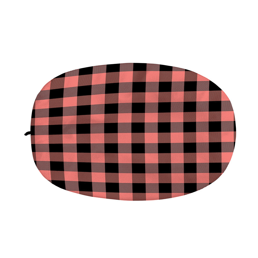 Coral Pink And Black Buffalo Check Print Car Side Mirror Covers
