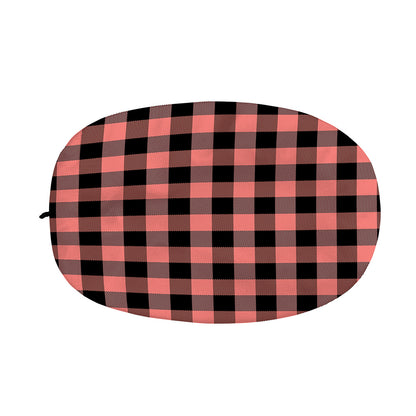 Coral Pink And Black Buffalo Check Print Car Side Mirror Covers
