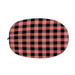 Coral Pink And Black Buffalo Check Print Car Side Mirror Covers