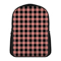Coral Pink And Black Buffalo Check Print Casual Backpack