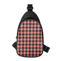 Coral Pink And Black Buffalo Check Print Sling Bag