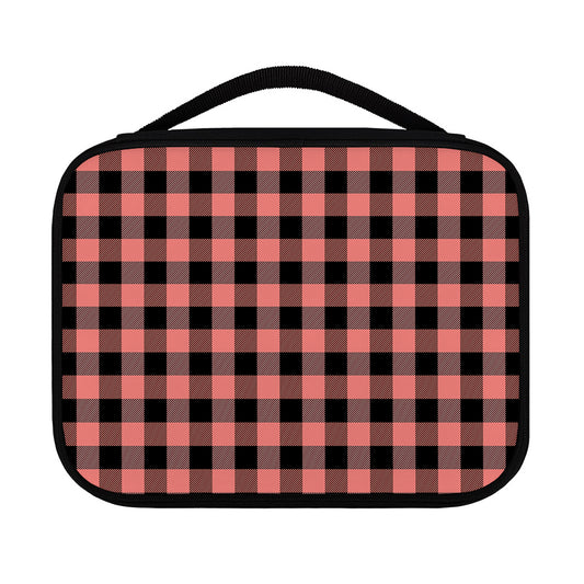 Coral Pink And Black Buffalo Check Print Classic Bible Case