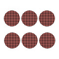 Coral Pink And Black Buffalo Check Print Coaster Set
