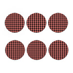 Coral Pink And Black Buffalo Check Print Coaster Set