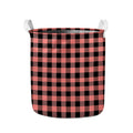 Coral Pink And Black Buffalo Check Print Collapsible Laundry Basket