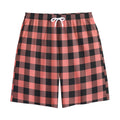 Coral Pink And Black Buffalo Check Print Cotton Shorts