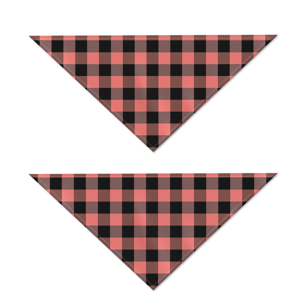 Coral Pink And Black Buffalo Check Print Dog Bandana