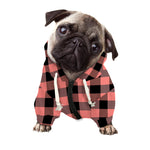 Coral Pink And Black Buffalo Check Print Dog Zip Up Hoodie