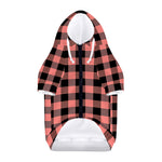 Coral Pink And Black Buffalo Check Print Dog Zip Up Hoodie