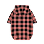 Coral Pink And Black Buffalo Check Print Dog Zip Up Hoodie