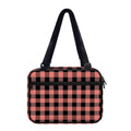 Coral Pink And Black Buffalo Check Print Double Strap Bible Bag