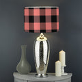 Coral Pink And Black Buffalo Check Print Drum Lamp Shade