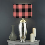 Coral Pink And Black Buffalo Check Print Drum Lamp Shade