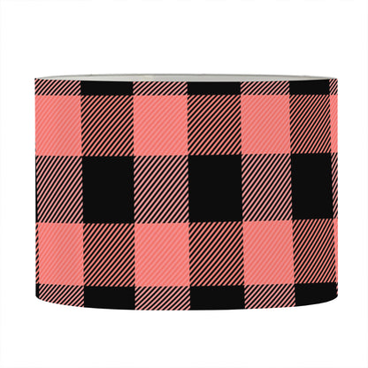 Coral Pink And Black Buffalo Check Print Drum Lamp Shade
