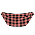 Coral Pink And Black Buffalo Check Print Fanny Pack