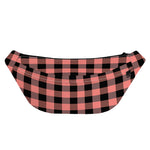 Coral Pink And Black Buffalo Check Print Fanny Pack