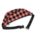 Coral Pink And Black Buffalo Check Print Fanny Pack