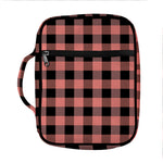 Coral Pink And Black Buffalo Check Print Front Pocket Bible Bag