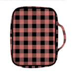 Coral Pink And Black Buffalo Check Print Front Pocket Bible Bag