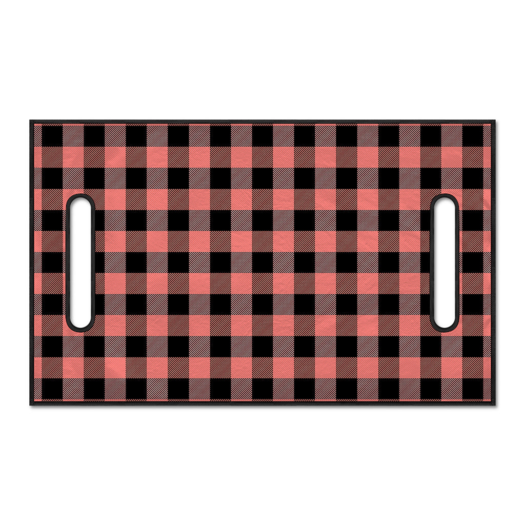 Coral Pink And Black Buffalo Check Print Golf Cart Seat Cover