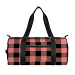 Coral Pink And Black Buffalo Check Print Gym Bag