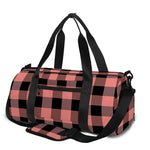 Coral Pink And Black Buffalo Check Print Gym Bag