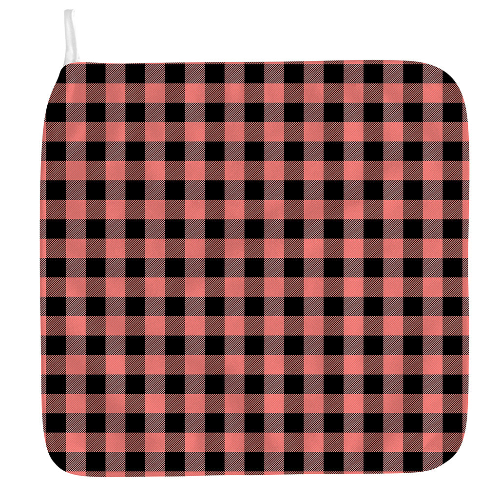 Coral Pink And Black Buffalo Check Print Hand Towel