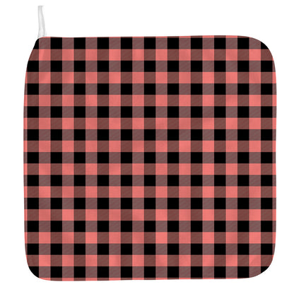 Coral Pink And Black Buffalo Check Print Hand Towel