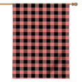 Coral Pink And Black Buffalo Check Print House Flag