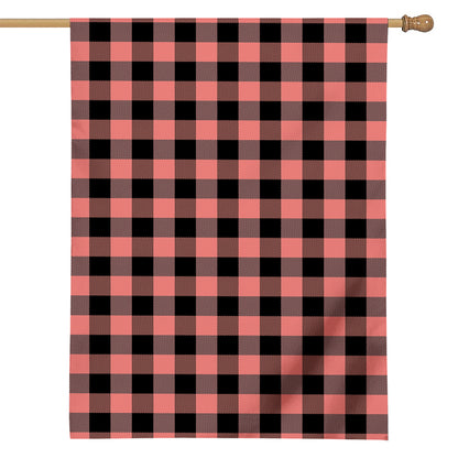 Coral Pink And Black Buffalo Check Print House Flag