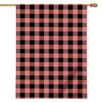 Coral Pink And Black Buffalo Check Print House Flag