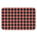 Coral Pink And Black Buffalo Check Print Indoor Door Mat
