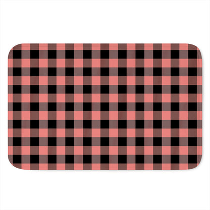 Coral Pink And Black Buffalo Check Print Indoor Door Mat