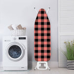 Coral Pink And Black Buffalo Check Print Ironing Board Cover