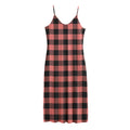 Coral Pink And Black Buffalo Check Print Jersey Midi Cami Dress