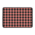 Coral Pink And Black Buffalo Check Print Kitchen Mat
