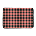 Coral Pink And Black Buffalo Check Print Kitchen Mat