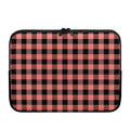 Coral Pink And Black Buffalo Check Print Laptop Sleeve
