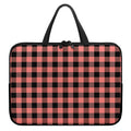 Coral Pink And Black Buffalo Check Print Laptop Sleeve With Handle