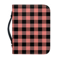 Coral Pink And Black Buffalo Check Print Leather Bible Cover