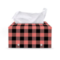 Coral Pink And Black Buffalo Check Print Leather Tissue Box Cover