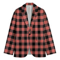 Coral Pink And Black Buffalo Check Print Men's Blazer