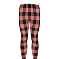 Coral Pink And Black Buffalo Check Print Men's Leggings