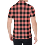Coral Pink And Black Buffalo Check Print Men's Shirt