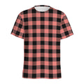 Coral Pink And Black Buffalo Check Print Men's Athletic T-Shirt