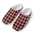 Coral Pink And Black Buffalo Check Print Mesh Casual Shoes