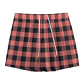 Coral Pink And Black Buffalo Check Print Mesh Shorts