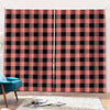 Coral Pink And Black Buffalo Check Print Pencil Pleat Curtains