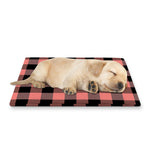 Coral Pink And Black Buffalo Check Print Pet Cooling Mat Cover