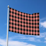 Coral Pink And Black Buffalo Check Print Polyester Flag